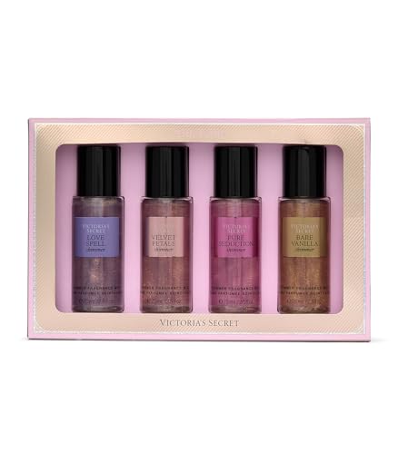 Victoria's Secret Fragrance Mist Collection 4 Piece Shimmer Mini Gift Set, Assorted Scents