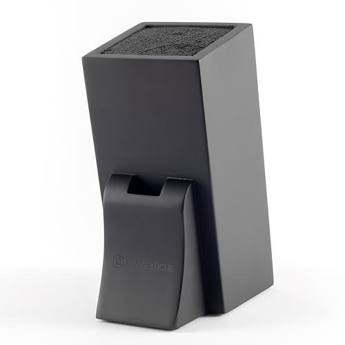 Hanseküche Messerblock - Messerhalter ohne Messer aus Holz Messerbrett Schwarz Borsteneinsatz Dunkel Einsatz Hochwertig Leer Groß Quadratisch...