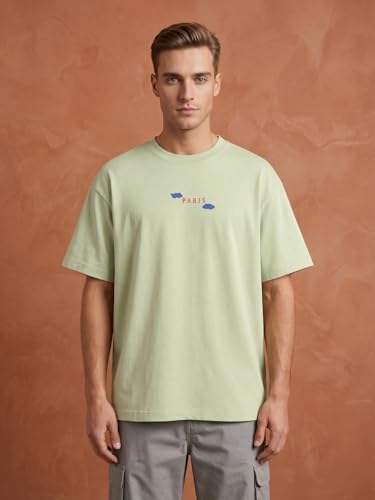Image of Nobero Men's Oversized Graphic T-Shirt for Men | Soft Cotton | Drop Shoulder Relaxed Fit | Printed Casual Tshirt for Men