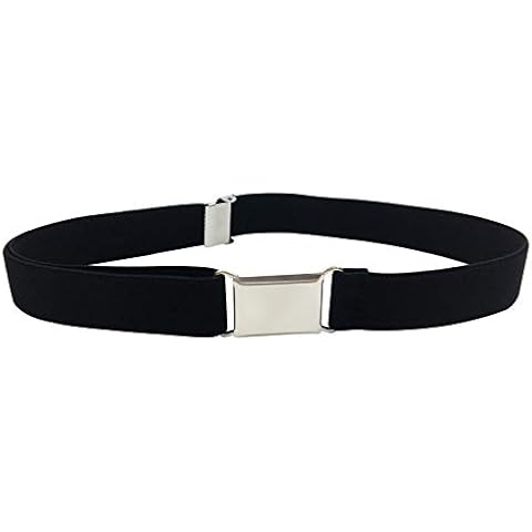 Moulen Little Boys’Easy Use Adjustable Elastic Stretch Unisex Child Belts, Black Cover