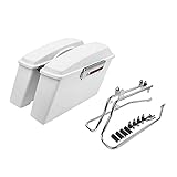 XFMT White Hard Saddlebags Saddle Bags Trunk W/Chrome Conversion Brackets For Harley Softail Heritage Classic Deluxe 1984-2017