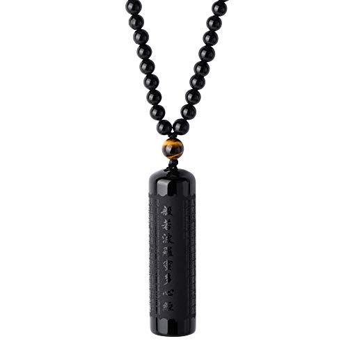 Black Obsidian Necklace Tiger Eye Gemstone Beads Crystal Stone Pendant Healing Chakra Mala Spiritual Necklace for Men Women