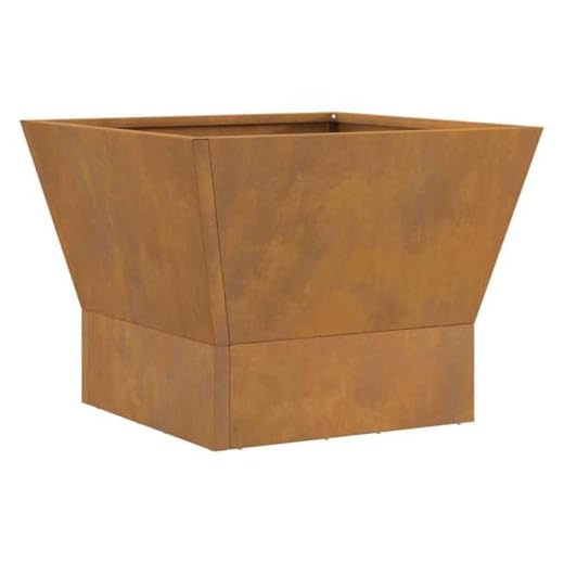 vidaXL Chimenea Cuadrada Marrón 40 x 40 x 30 cm de Acero, Portátil y Resistente al Óxido. Diseño Rústico Ideal para Calentar Tu Balcón o Patio. Hoguera de Jardín, Calentador de Terraza Moderno.