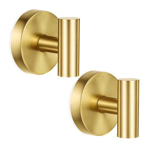 Suction Cup Hooks for Shower Heavy Duty Shower Hooks No Drill Shower Hooks for Inside Shower Stainless Steel Suction Hooks for Window Glass Tile Wall Loofah Bath Robe Wreath Gold 2 Pack