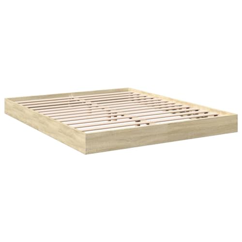vidaXL Estructura de Cama Madera de ingeniería Roble Sonoma 160x200 cm, Muebles de Dormitorio, Camas, Cama Doble, Cama, somier, Cama de palets