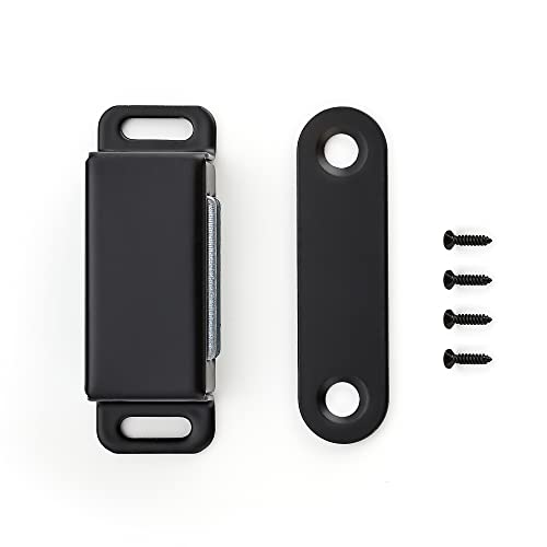 Image of Ravinte 2 Pack Black Magnetic Door Catch, Matte Black Cabinet Magnets, Strong Magnetic Catch Latch for Kitchen Cabinets, Drawers & Cupboards, Stainless Steel Closures