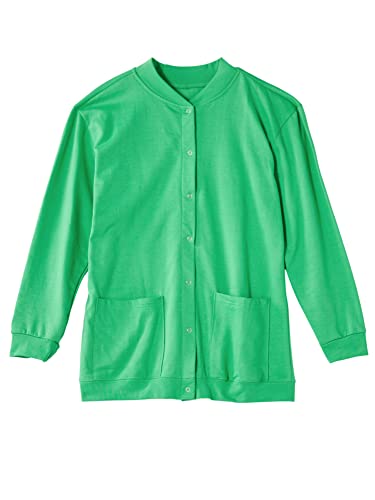 Image of AmeriMark Women Fleece Snap Button Cardigan Sweatshirt Coat - Ladies Soft Lightweight Warm Long Sleeve Jacket with Pockets