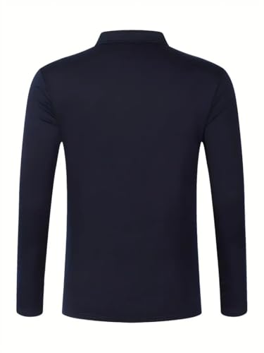 Men's Casual Polo Shirts Classic Long Sleeve Button Polo T Shirt Basic Solid Color Golf Shirts with Pocket3