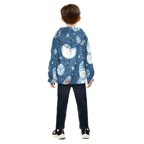 Snowman Candy Cane Snowflakes Toddler Fleece Jacket Girl Boys Hooded Fleece Jacket Coat Warm Outwear Zip-up 3-10T4