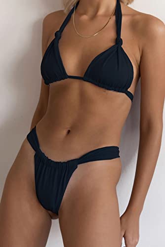 Women Two Piece Swimsuits Halter Triangle String Bikini Sets Sexy Ruched Brazilian Cheeky Thong Bathing Suit4