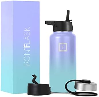 Iron Flask Sports Water Bottle - 945 ml, 3 Lids (Straw Lid), Vacuum Insulated Stainless Steel, Double Walled, Thermo Mug, Metal Canteen
