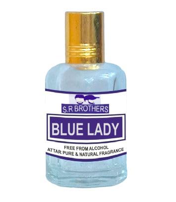 Attar en verre S.R Blue Lady parfum à bille longue durée format voyage 100 ml
