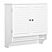 kleankin Armario Baño de Pared con 2 Puertas de Persiana Estante Interior y Barra de Toallero Mueble Auxiliar Suspendido Moderno Multiusos para Cocina 60x23x60 cm Blanco