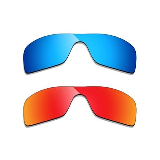 Alphax 2 pares de lentes polarizadas de substituição para óculos de sol Oakley Stunt Wing OO9519 - azul + vermelho