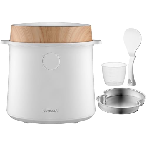 Concept RE3030 Olla Arrocera Multifuncional 1,5L | 9 Programas | Pantalla Táctil LED - Función de Mantenimiento del Calor y Temporizador Integrada | Cocinar al Vapor de Forma Saludable | Blanco Madera