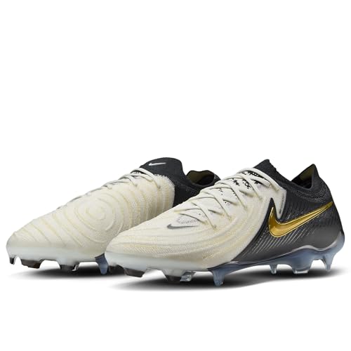 Nike Phantom GX 2 Elite FG Low-Top Soccer Cleats (FJ2559-100, WHITE/BLACK-MTLC GOLD COIN) Size 72