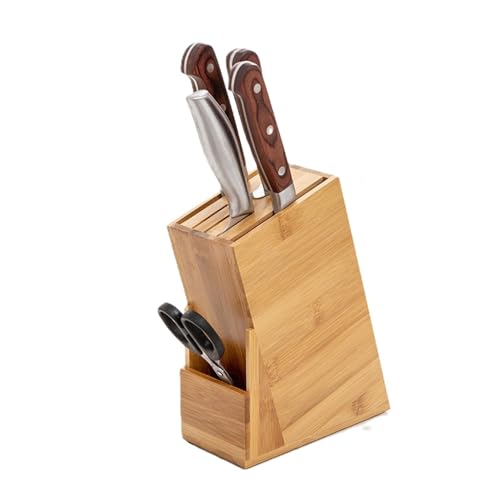 Wood Knife Block, Kitchen Knife Holder Countertop 6 Slots Knife