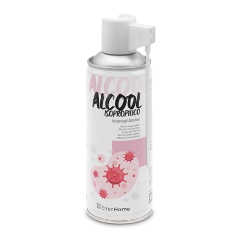 ERRECHOME Alcool Isopropilico Spray, Garantisce Pulizia e Igiene delle Superfici di Ambienti Domestici, Uffici, Hotel, Palestre e Negozi, Bombola Aerosol 400 mL