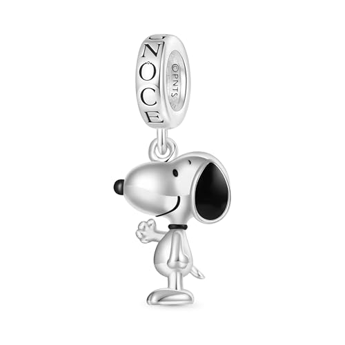 GNOCE Peanuts Snoopy Pendant Dangle Charm for Women, S925 Sterling Silver Dangle Charms for Women Wife, Valentine‘s Day, Mother’s Day Jewelry (Standing Snoopy)