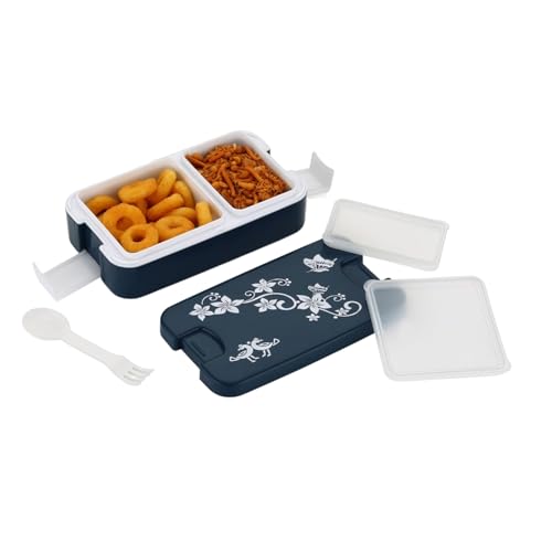 Image of Airtight Lunch Box 2 Compartment, Leak Proof Food Grade Material, Modern Appearance & Compact with Spoon