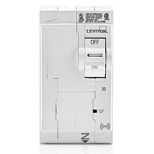 Leviton Lb230-Es 30A 2-Pole Plug-On Smart Gfpe Branch Circuit Breaker, Hydraulic Magnetic, 120/240 Vac, White #TOP1