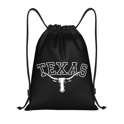 Texas Longhorn Lone Star State Texas Strong Drawstring Bag for Men Women Sport Backpack Gym Sackpack Black