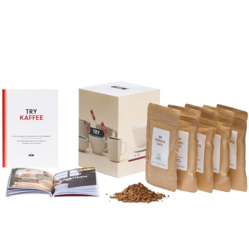 TRY FOODS Kaffee Geschenkset aus Die Höhle der Löwen, fünf Spitzen-Kaffees aus aller Welt & 60-seitiges Booklet