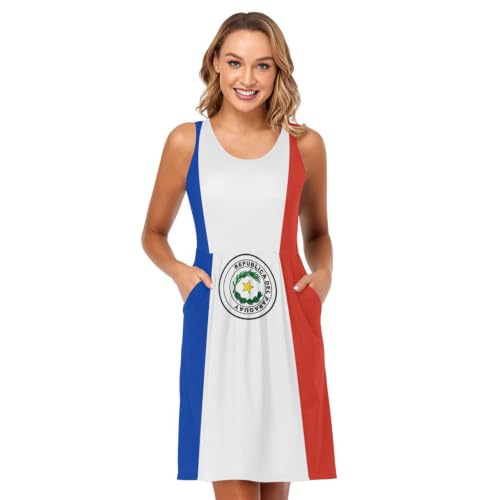 Robe motif drapeau du Paraguay décontractée et fluide sans manches