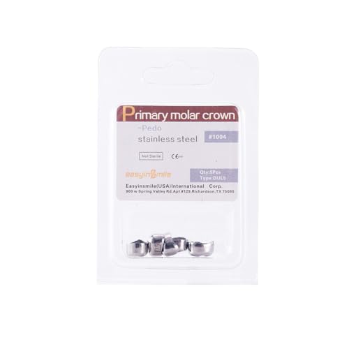 Image of Dental Molar Metal Crowns Kids Stainless Steel Chewing Function Dental Primary Metal Crowns Pack of 5(DUL5)