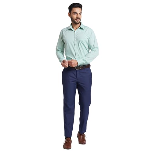 Image of Park Avenue Smart Fit Polyester Blend Checks Pattern Flat Front Formal Trouser