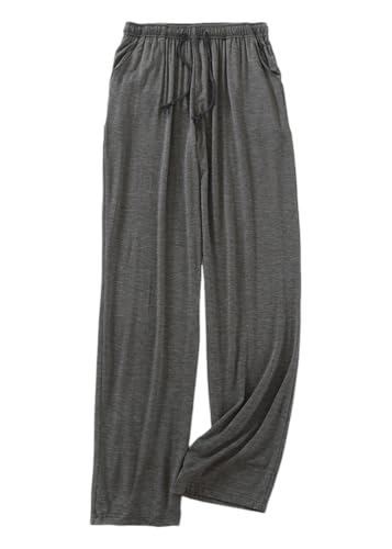 shownicer Pantalon de Pyjama Homme Bas de Pyjama à Vêtements Détente Maison Bas de Pyjama pour Homme Long Pantalon avec Poches B Gris Foncé L
