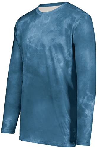 Holloway Sportswear Cotton-Touch Poly Cloud Long Sleeve Tee Xl Columbia Blue Cloud Print #TOP8