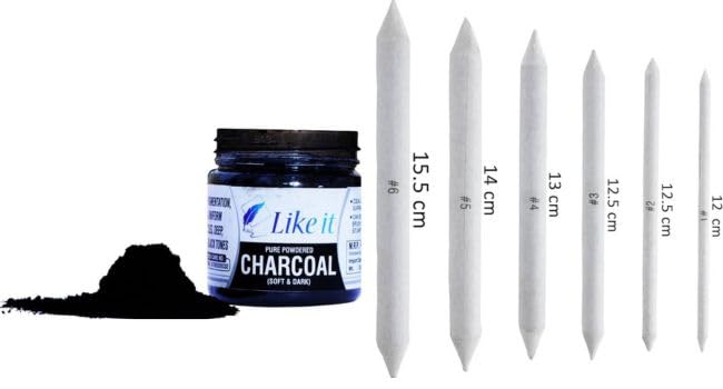 Like it Combo White Paper Stump Blender with Artist Black Charcoal Powder 30grams for Beginners for Fine Artwork Sketching Drawing (B0D1ZFSNL4) Amazon Price History, Amazon Price Tracker