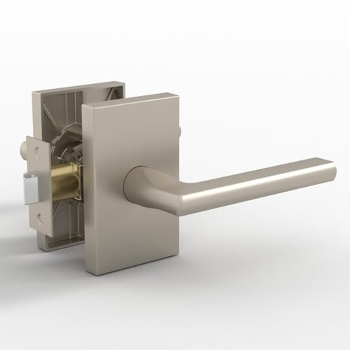 Image of Mega Handles Glamor Passage Lever, Door Handle Set for Hallway, Closet and Bathroom, Reversible Heavy Duty Door Levers, Fits All Standard Door Sizes, Screws Included - Satin Nickel (1 Pack)