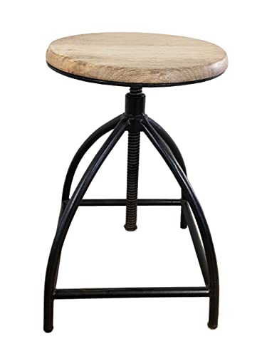 Barhocker Hocker Drehstuhl höhenverstellbar Liverpool Holz Metall-Gestell schwarz schwarz matt - Tabacco Drehhocker Cover