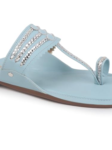 Image of SilverArrow Women's Desi Bloom Fashion Sandals|Kholapuri Style Flat with Open Back |Casual Wear