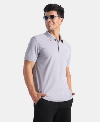 Image of Jockey AM38 Men's Microfiber Fabric Solid Half Sleeve Polo T-Shirt with StayDry & StayFresh Technology