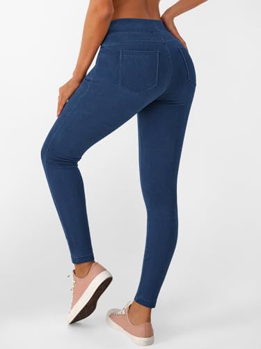 LILLUSORY Womens Jeggings High Waisted Stretch Jeans Skinny Tummy Control Denim Leggings with Pockets Trendy Pants 20254