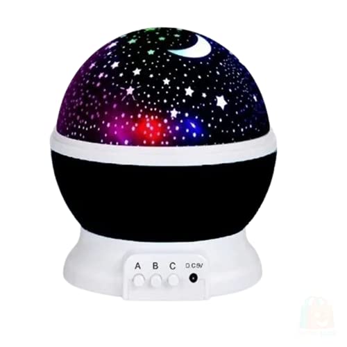 Luminaria Abajur Globo Luz Quarto Criança Projeçao Giratorio Estrelas Festa Preto
