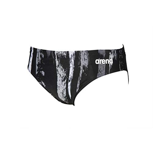 Arena Men's Team MaxLife Brief Swimsuit, Painted Stripes Black/Grey, 32