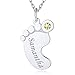 Custom4U Cadena para Mujer Pies Bebé Collar Moderno para Madres Plata de Ley 925 Oro Blanco Nombres Personalizados con Piedras de Nacimiento Colgante Mama Hijos