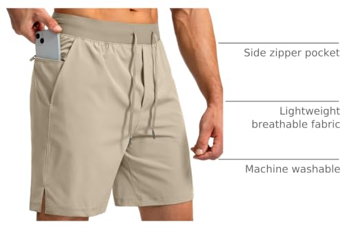 Image of Soothfeel Men's Running Shorts with Zipper Pockets 9 inch / 7 inch / 5 inch Quick Dry Eight Basketball Gym Workout Athletic Shorts