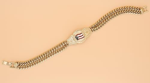 Puerto Rican Flag Double Chain Bracelet, 14k Gold Plated, No Fade, Men's Fashion Jewelry4
