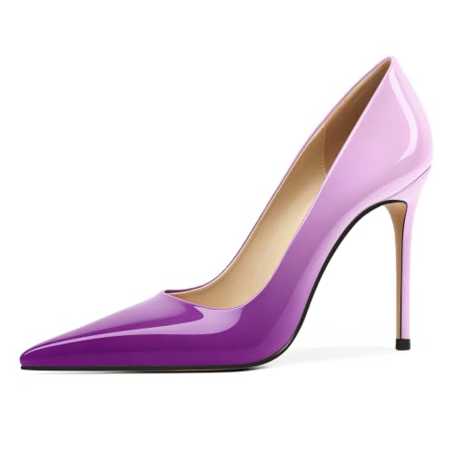 Image of Eldof Women's Classic Dress Pumps Shoes, Sexy Pointed Toe 4 inch Stiletto High Heels, Office Formal Slip On Size 5-13