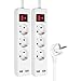 Produktbild HEITECH 3 fach Steckdosenleiste mit 2 USB Ports - GS geprüfte Mehrfachsteckdose mit Schalter, 1,4 Meter Kabel, 3680W - 2er Pack Steckerleiste Mehrfachstecker Tischsteckdose