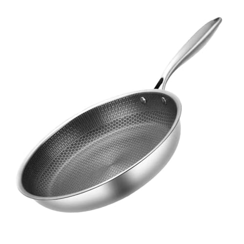 GLEAVI Stainless Steel Honeycomb Skillet 28cm Non-Stick Frying Pan for Household Cooking, Sturdy Honeycomb Fry Pan Suitable for Egg, Steak, and Everyday Kitchen Use