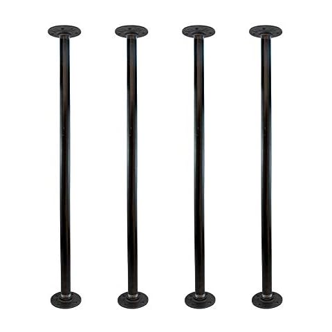 GeilSpace 28" Industrial Grey Pipe Table Legs, Metal Pipes and Flanges for Custom Vintage Tables and Furniture, Rustic DIY Desk Legs, Shelf Support, Set of 4 (3/4" × 28", Grey) Cover