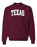 Wild Bobby State of Texas College Style White Fashion Unisex Crewneck Sweatshirt, Maroon, Small