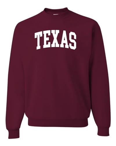 Wild Bobby State of Texas College Style White Fashion Unisex Crewneck Sweatshirt, Maroon, Small