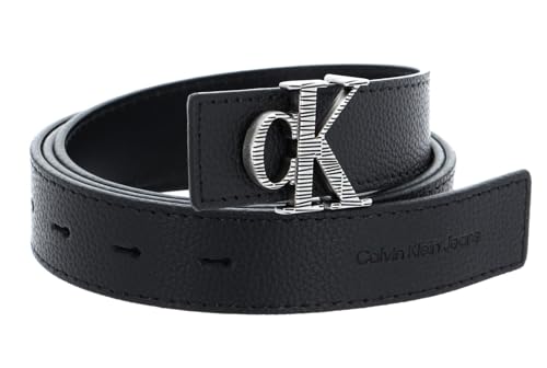 Ceinture Calvin Klein en cuir noir CKJ Monogram Mono Hardware Belt W90